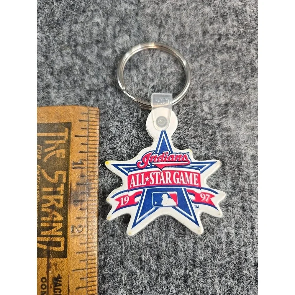 Keychain MLB All Star Game 1997 Indians made in USA Rubber
